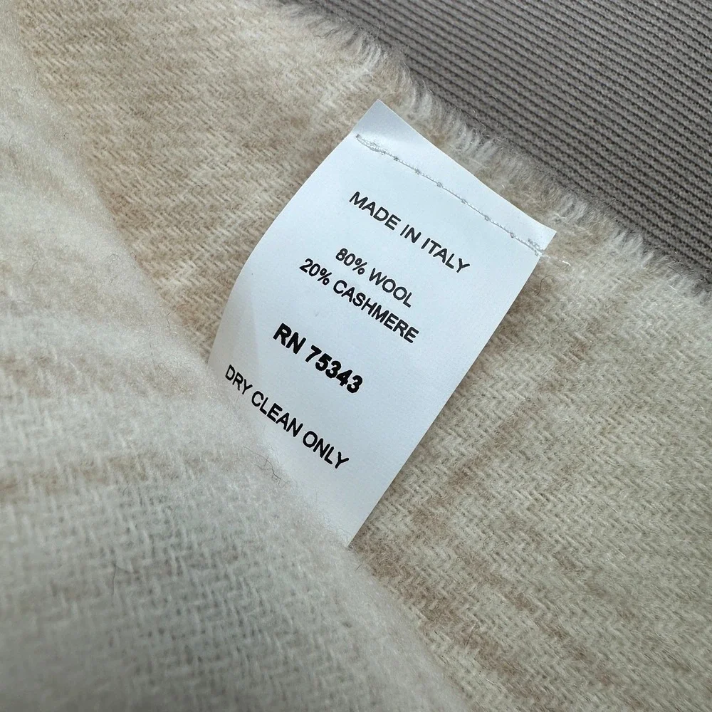 Il Moro Firenze Wool Cashmere Scarf Made in Italy Plaid Cream Beige RN 75343